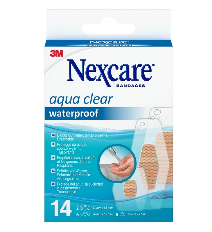 Nexcare Aqua Strips, vandtæt plaster med kompres, 3 ass. str.