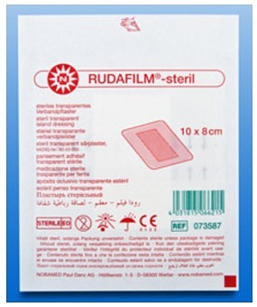 Rudafilm, plaster med sårpude 5x10cm, vandtæt, steril, 10 cm x 15 cm