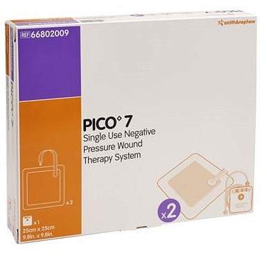 PICO7, Kit m/pumpe og 2 bandager, steril, 25 cm x 25 cm