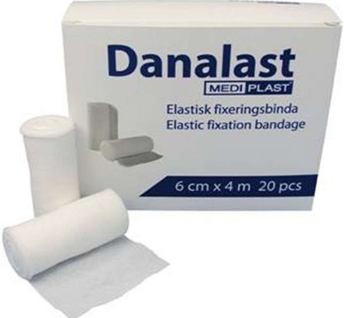 Danalast, fikseringsbind, elastisk gazebind, 10 cm x 4 m