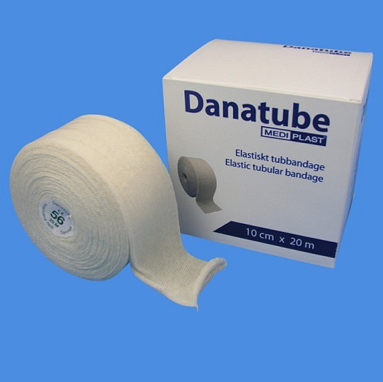 Danatube, rørbandage str. 78, 100% viskose, hoved,ben og lår, 8 cm x 20 m