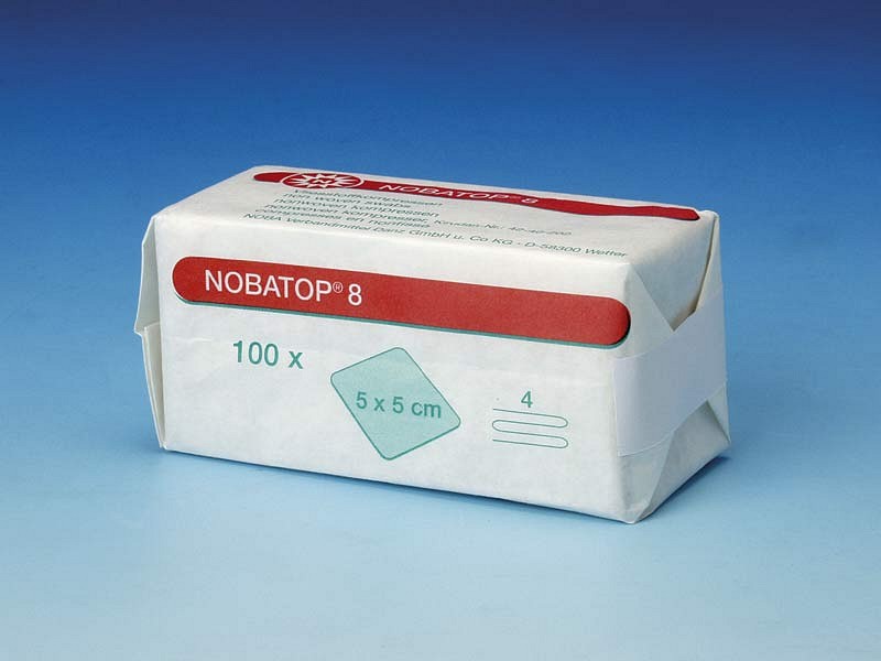 Nobatop, kompres, non woven, 4-lags, usteril, 5 cm x 5 cm