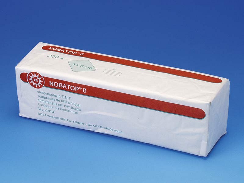 Nobatop, kompres, non woven, 4-lags, usteril, 5 cm x 5 cm