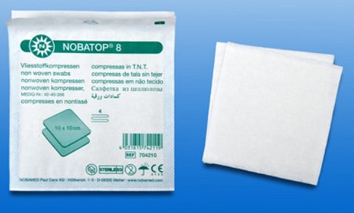 Nobatop, kompres, non woven, brev a 2 stk., steril, 7,5 cm x 7,5 cm