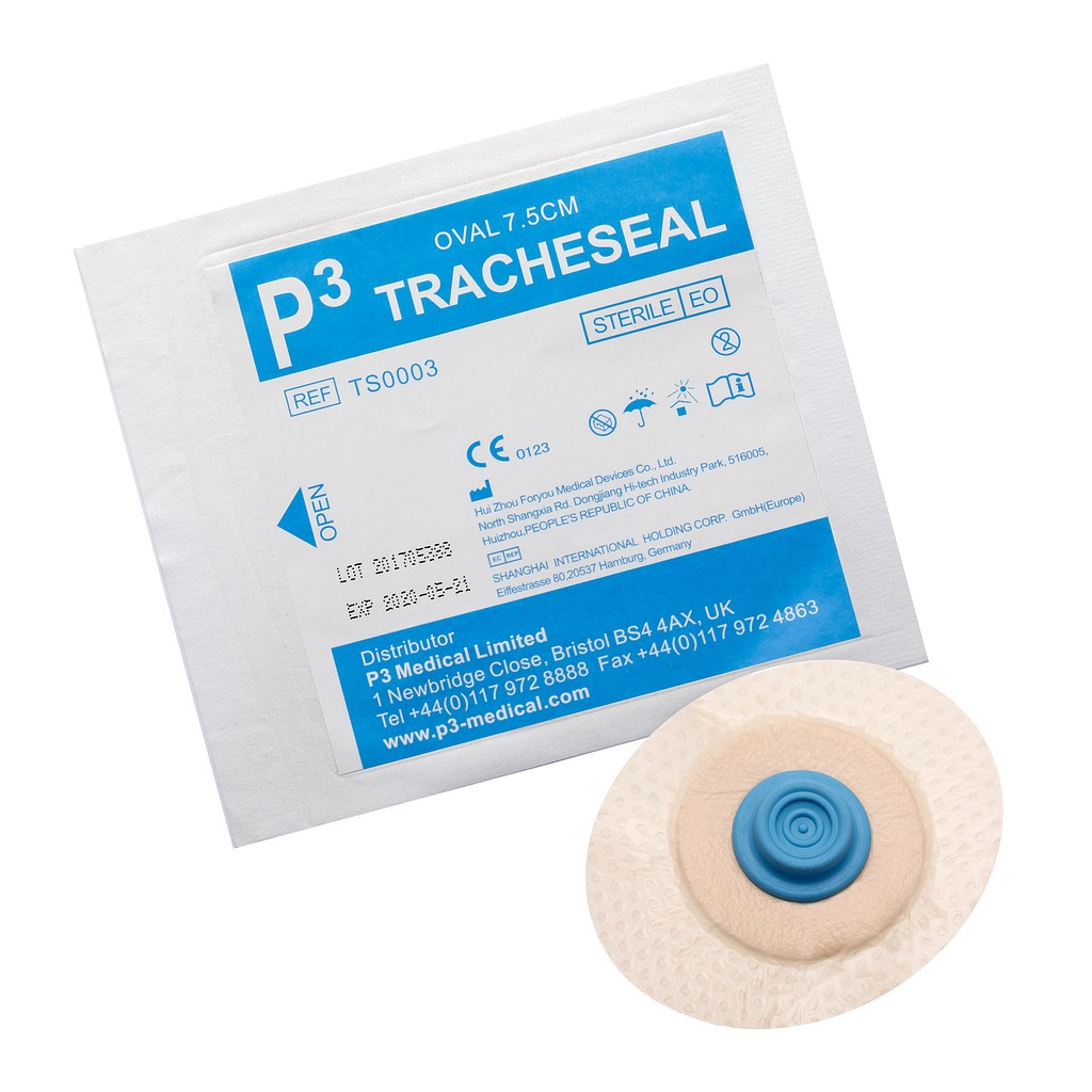Tracheseal, tracheostomibandage m/silikoneklæb, oval, steril, 75 mm x 65 mm