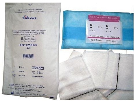 AST OP-kompres X-ray, gaze, 12 lag, orange label, brev a 5 stk, steril, 10 cm x 10 cm