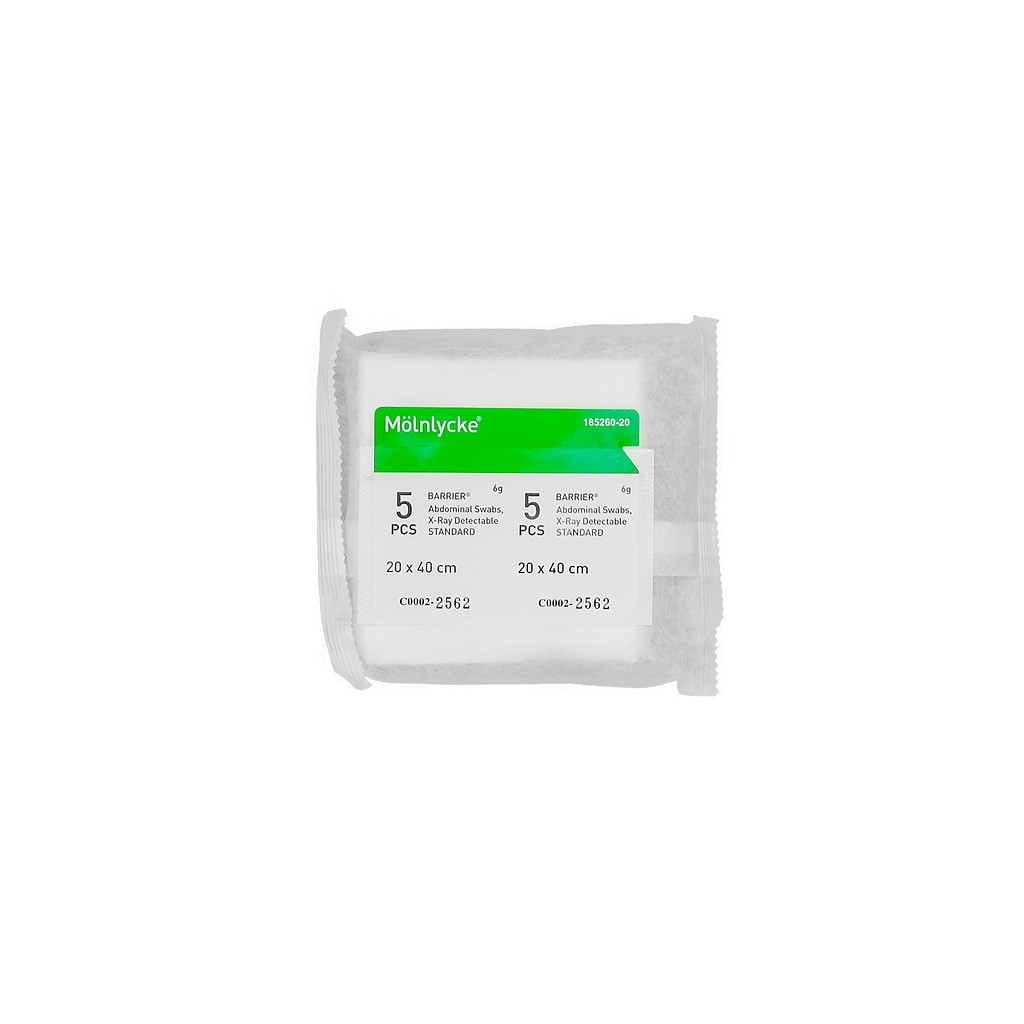 Standard nonwoven OP-serviet, X-ray, grøn label, brev a 5 stk, steril, 20 cm x 40 cm
