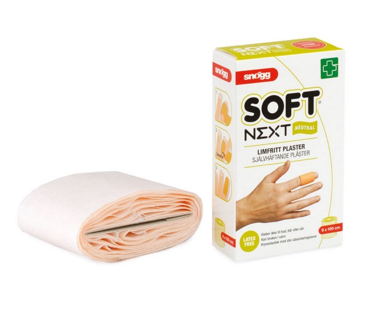 SNØGG SOFT NEXT, plaster selvhæftende, limfrit, neutral,, 6 cm x 1 m x 0,19 cm