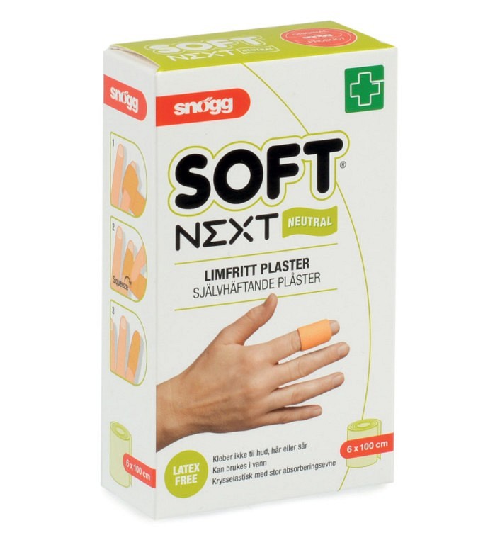 SNØGG SOFT NEXT, plaster selvhæftende, limfrit, neutral,, 6 cm x 1 m x 0,19 cm