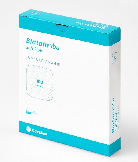 Biatain Ibu Soft-Hold, skumbandage m Ibuprofen, let hæftende, steril, 10 cm x 20 cm