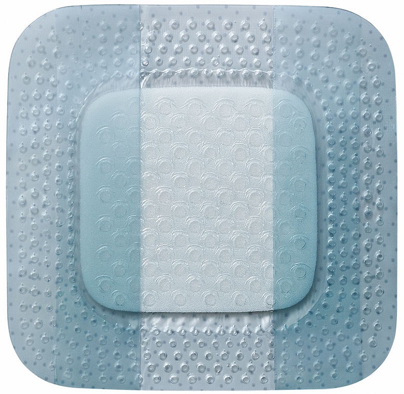Biatain Silicone, border med silikone, steril, 7,5 cm x 7,5 cm, skumstr. 4,5 x 4,5 cm