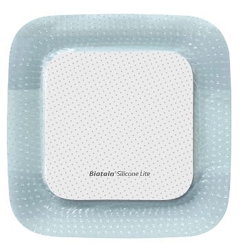Biatain Silicone Lite, border med silikone, steril, 10 cm x 10 cm, skumstr. 6,5x6,5 cm