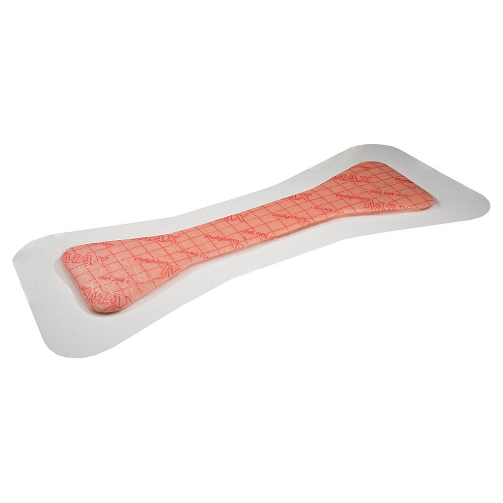 Polymem Surgical, Kirurgisk sårbandage, knæ, film med klæb, steril, 13 cm x 28 cm