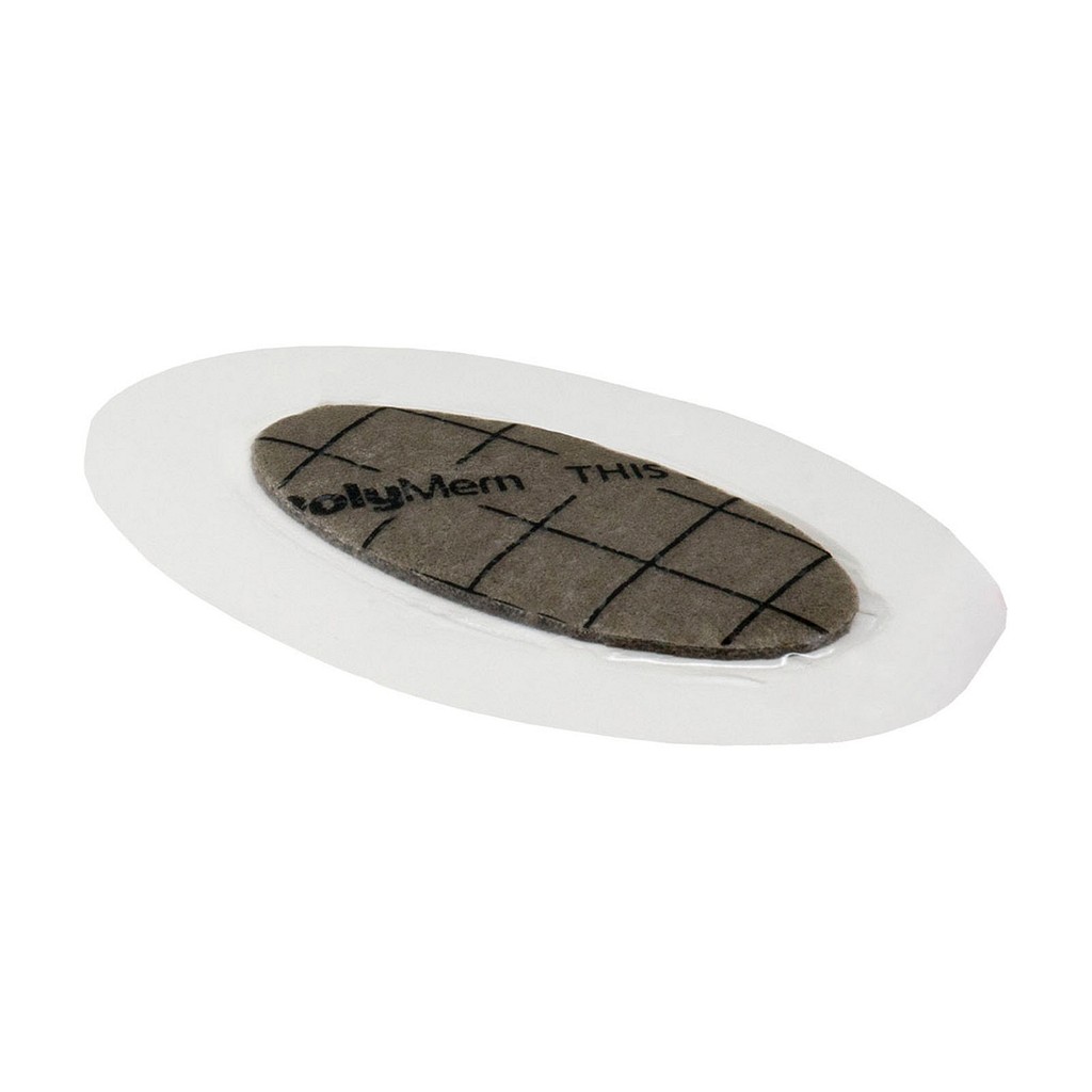 PolyMem Shapes Silver, skumband.m/klæb,nr.3 oval,sårpude 2,5x5cm, steril, 5 cm x 7,6 cm