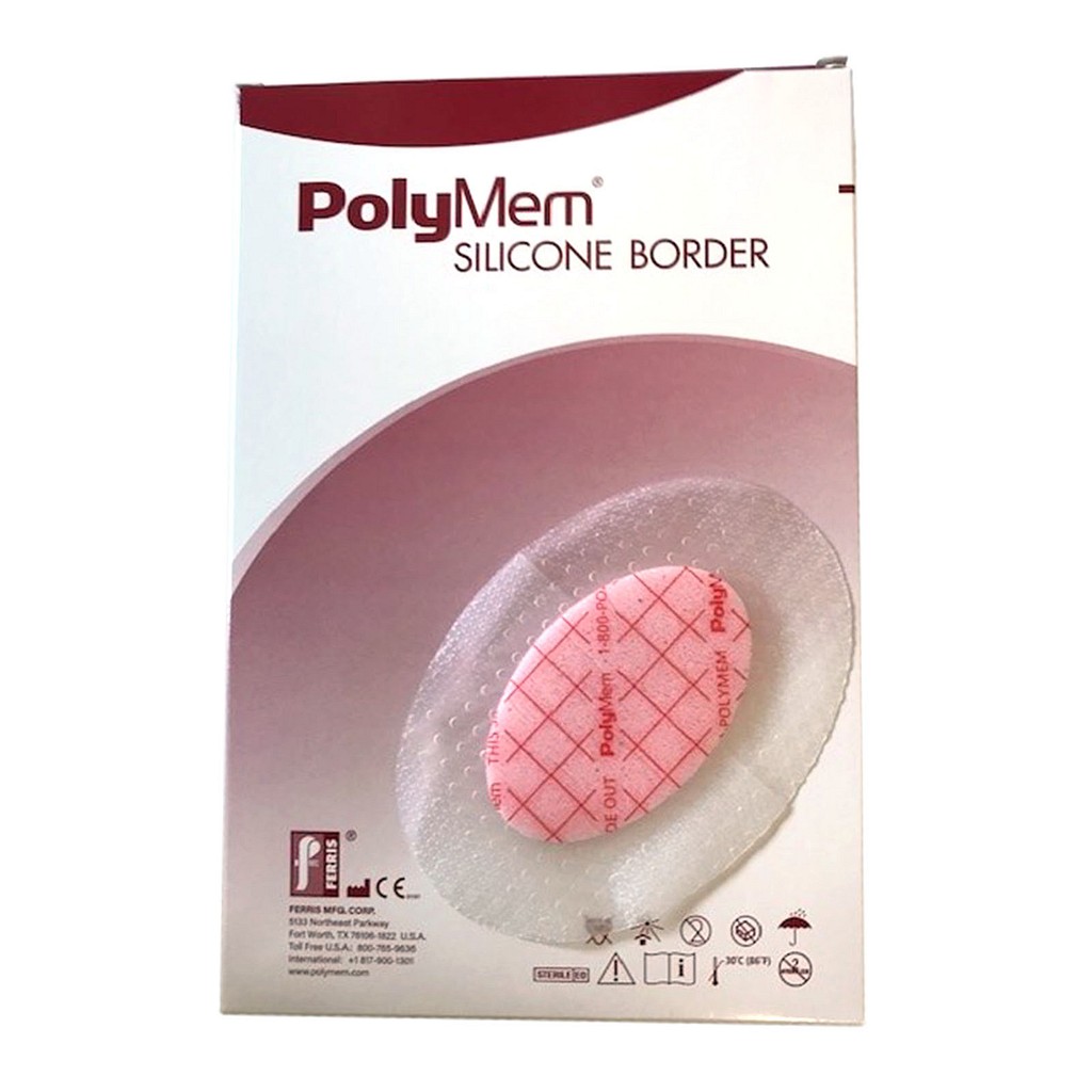 PolyMem, Silikone, oval, film med silikoneklæb, steril, 8,8 cm x 12,7 cm