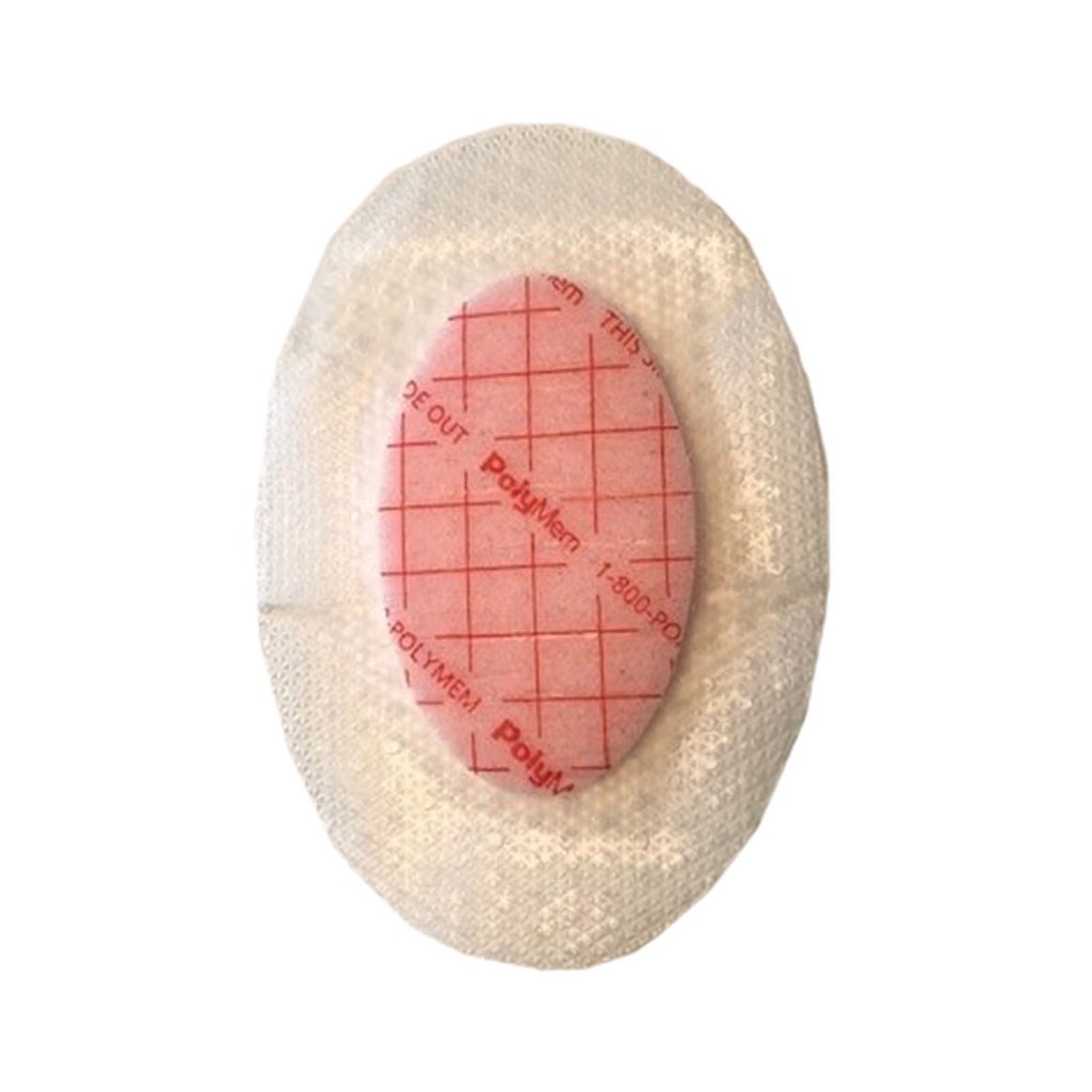 PolyMem, Silikone, oval, film med silikoneklæb, steril, 8,8 cm x 12,7 cm