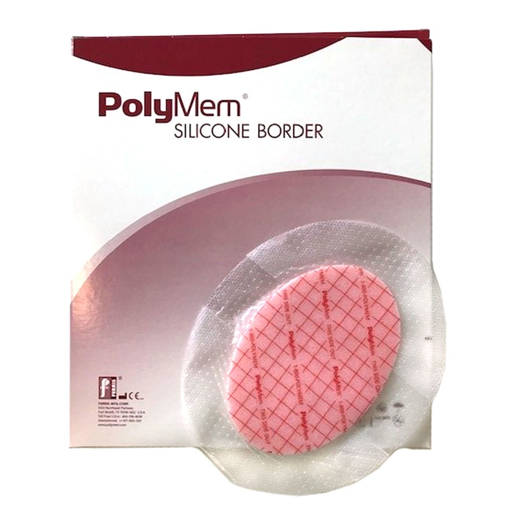 PolyMem, Silikone, oval, film med silikoneklæb, steril, 16,5 cm x 20,9 cm