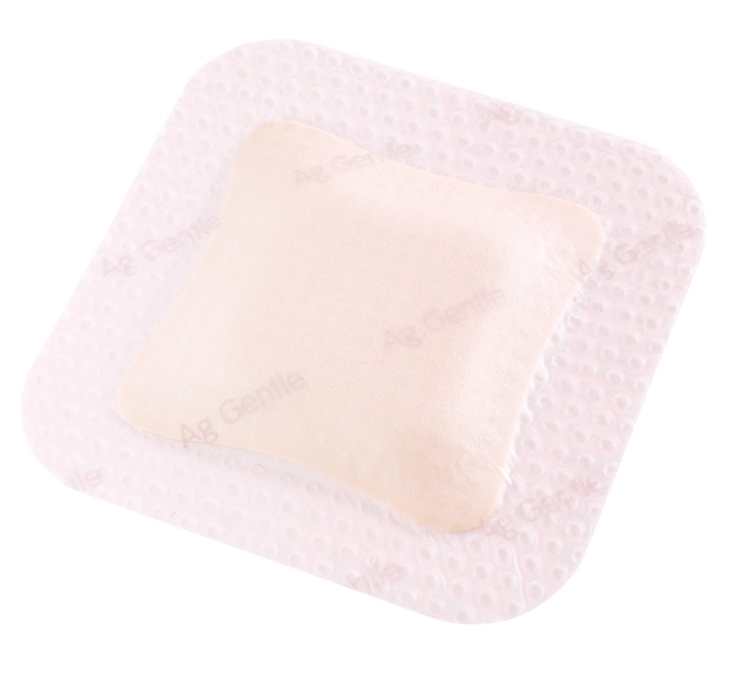 Allevyn Ag Gentle Border, skumbandage m/silikonegelklæb og sølv, steril, 7,5 cm x 7,5 cm