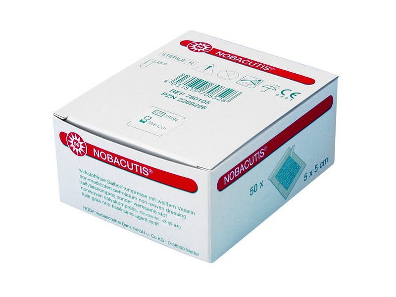 Nobacutis, kompres med vaseline, non woven, steril, 5 cm x 5 cm