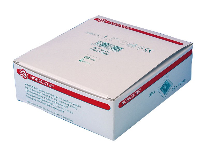 Nobacutis, kompres med vaseline, non woven, steril, 10 cm x 10 cm