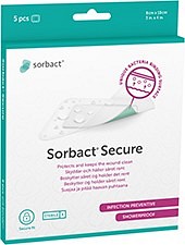 Sorbact, sterilt plaster, sårpude 4x6,5cm forbrugerpakning, 8 cm x 10 cm