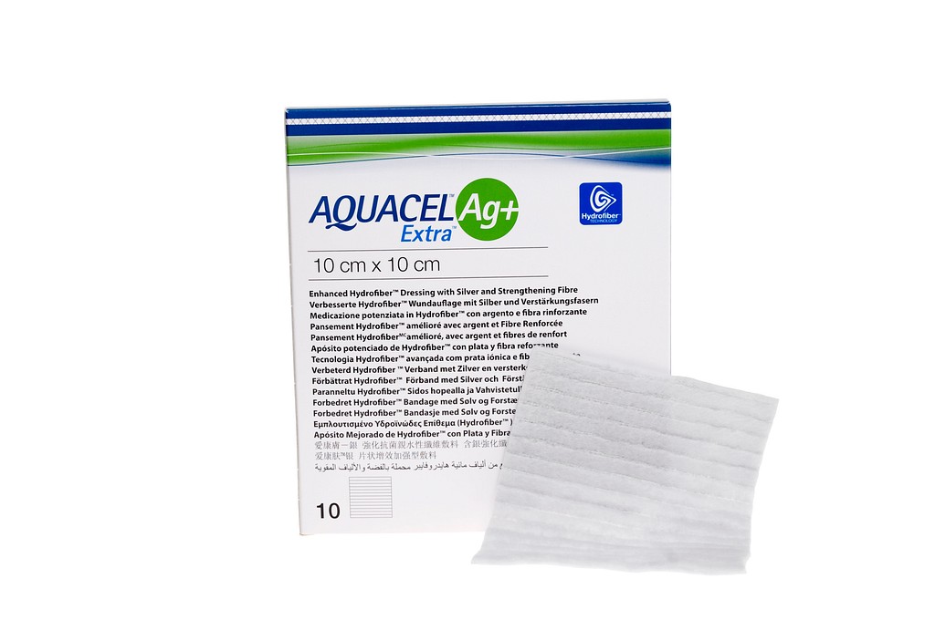 Aquacel Ag+ Extra, hydrofiber med sølv og forstærkede fibre, steril, 20 cm x 30 cm