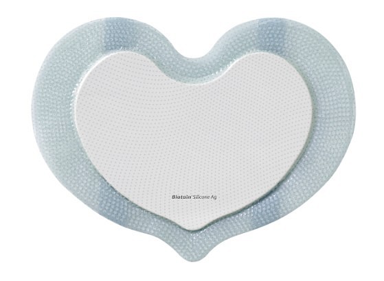 Biatain Silicone Ag, sacral skumbandage m. klæb og sølv, steril, 15 cm x 19 cm