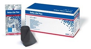Delta-lite plus, gips, sort, 7,5 cm x 3,6 m