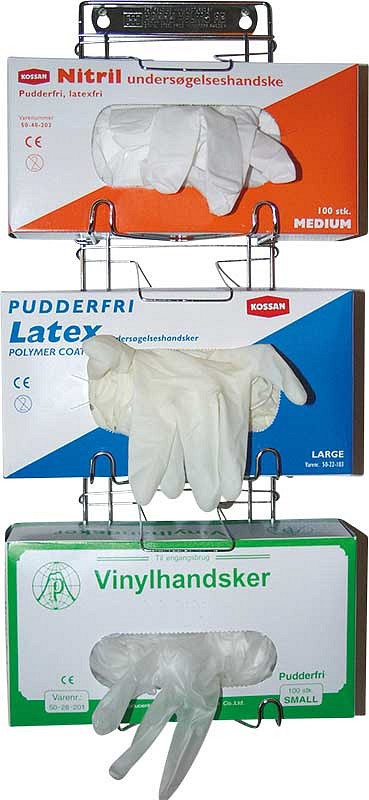 Vægholder, rustfri stål til 3 æske handsker