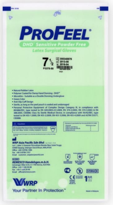 Profeel DHD Sensitive, latex OP handske, pudderfri, grøn, steril, str. 8,5