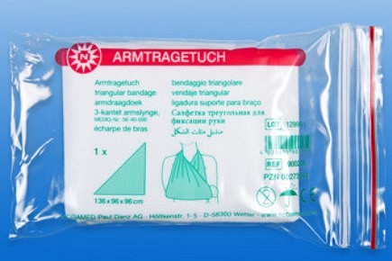 Noba, trekantet armslynge, ubleget viscose, mitella, 96 cm x 96 cm x 136 cm