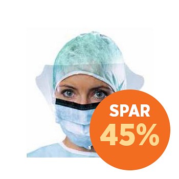 Suavel, Antifluid maske, type IIR, visir, bindebånd, blå, 120 mm x 300 mm
