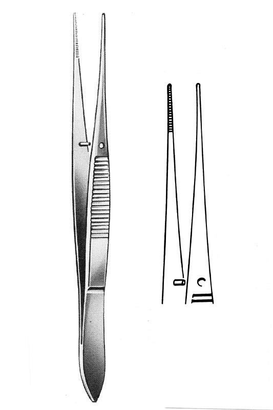 Nopa, pincet, anatomisk, lige, fin, 10,5 cm