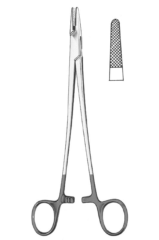 Nopa, nåleholder, Mayo-Hegar, med hårdtmetalkæber, 14 cm