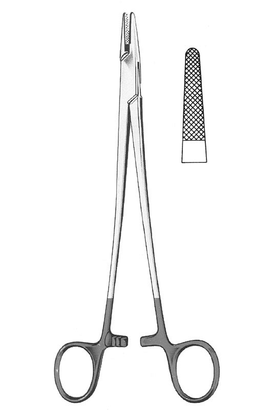 Nopa, nåleholder, Mayo-Hegar, med hårdtmetalkæber, 18 cm