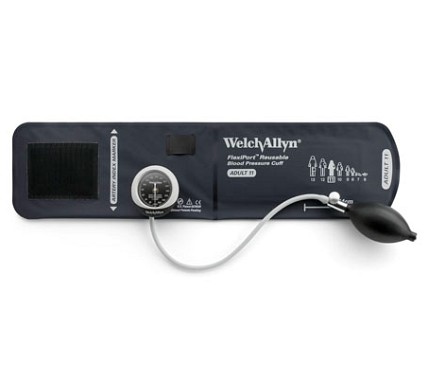 Welch Allyn DuraShock, blodtryksmåler Silver, rød ballon,Flexiport voksen