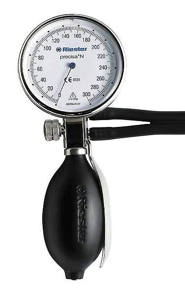Riester blodtryksmåler, Precisa N aneroid, m/velcromanchet, dob slange