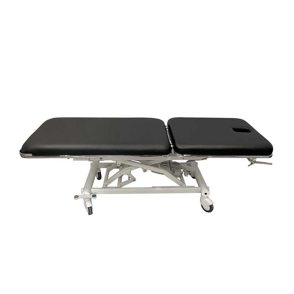 Rehab Care undersøgelsesleje, 2-delt, sort skai, næsehul, el.højde, 200 cm x 70 cm x 47-101 cm