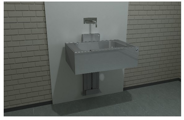 Danish Healthcare Design, hæve sænke vask, rustfri stål m.motor 81x55x25 cm