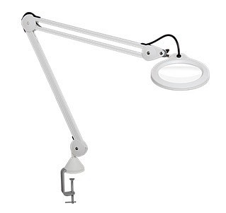 Luxo, LFM LED luplampe 5D, hvid, med AH bordholder