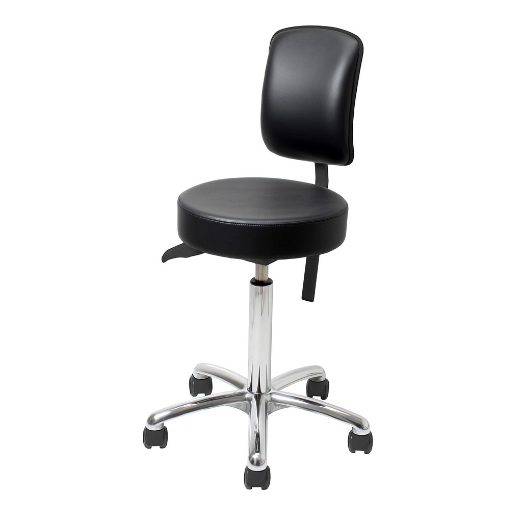 Standard Vela Samba520 Medical, taburet m ryg i sort skai m sorte hjul & højdereg., 44-64 cm