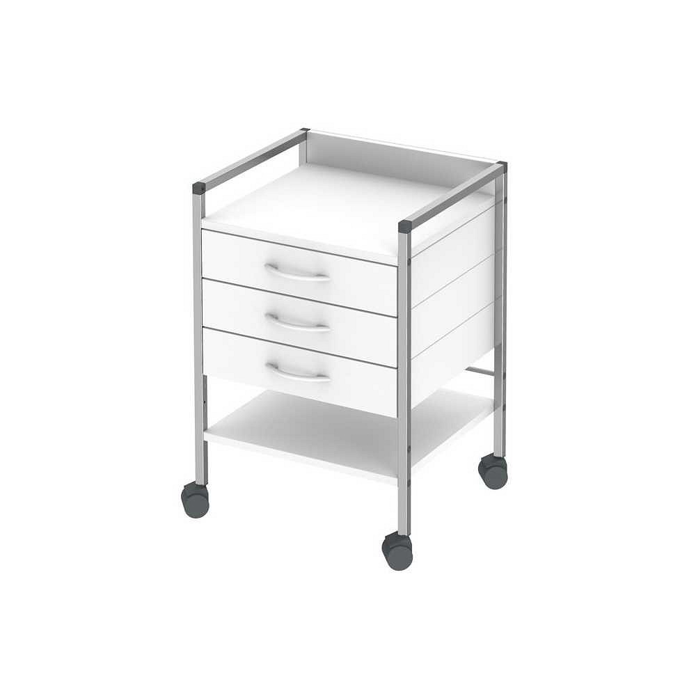 Variocar 45, Viva klinikbord med hjul og tre skuffer,hvid, 49 cm x 45 cm x 80,5 cm