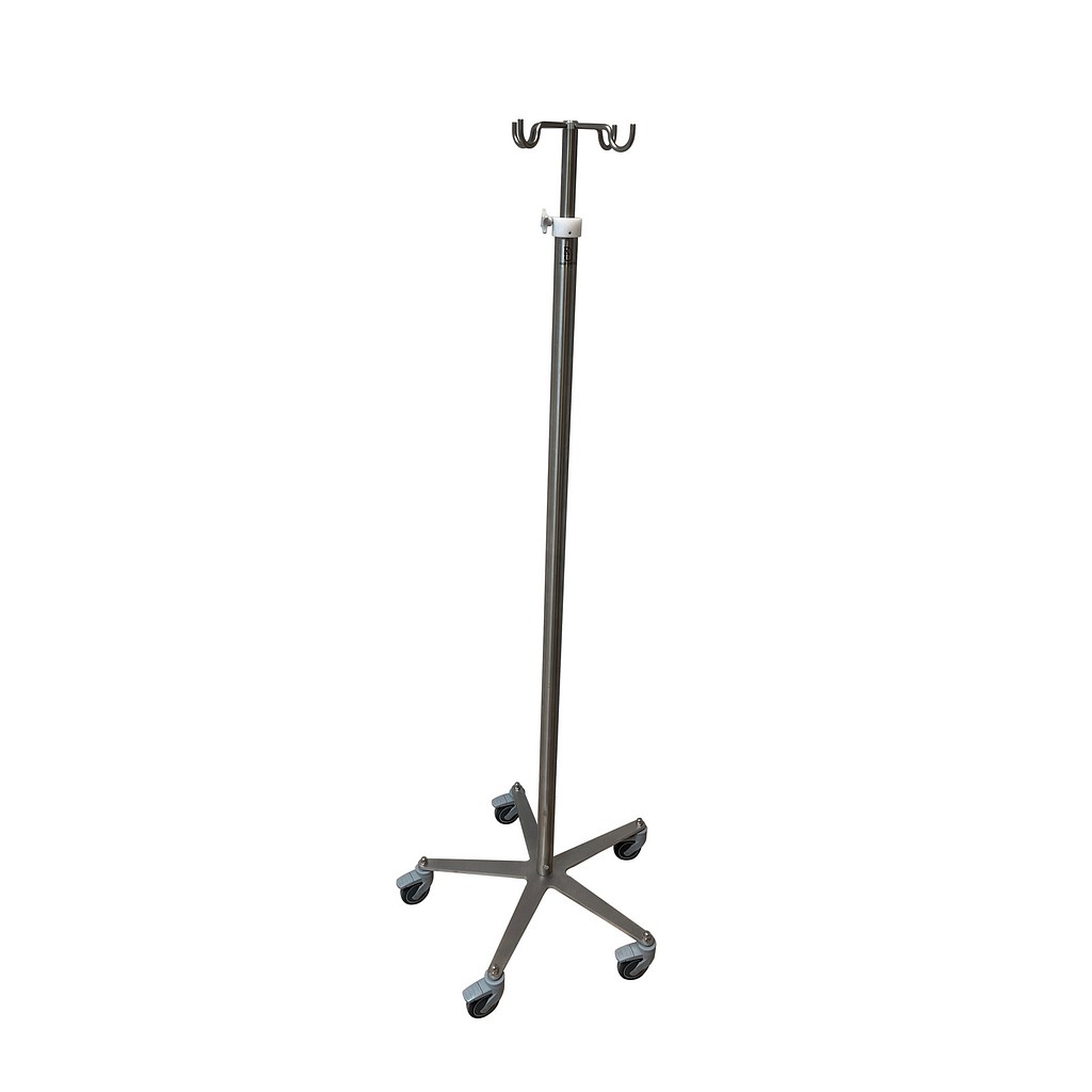 Rehab Care, dropstativ i chrom, max 100 kg, 5 hjul med bremse, 163 - 245 cm