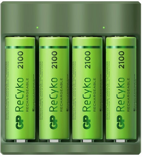 GP, Genopladelige batterier AA x 4 m. oplader, AA