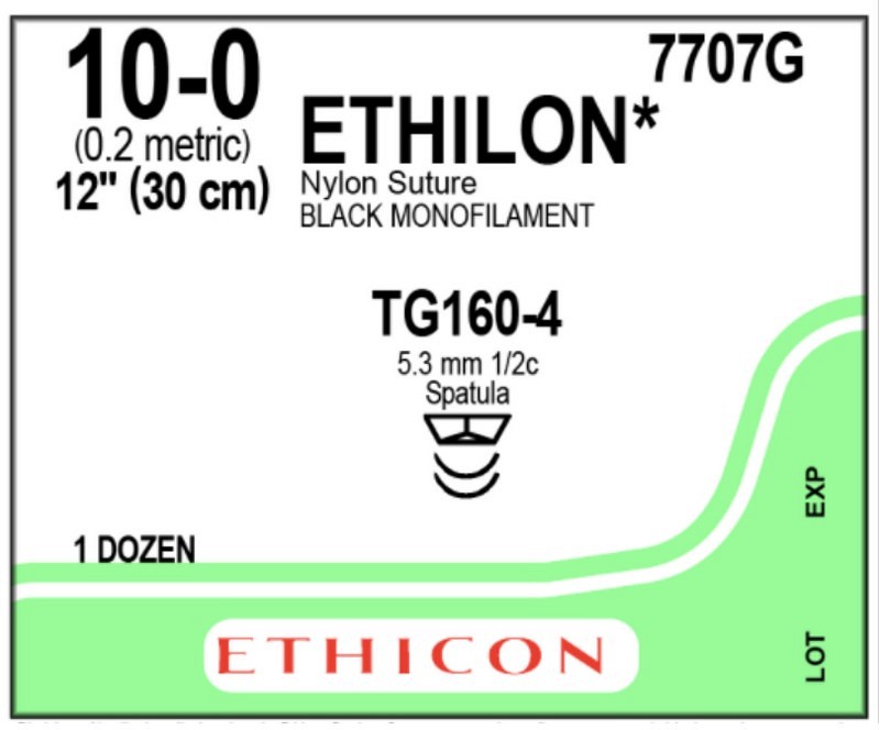 Ethicon Ethilon, sutur, sort, 30 cm, 2XGS-9 nål, steril, 10-0