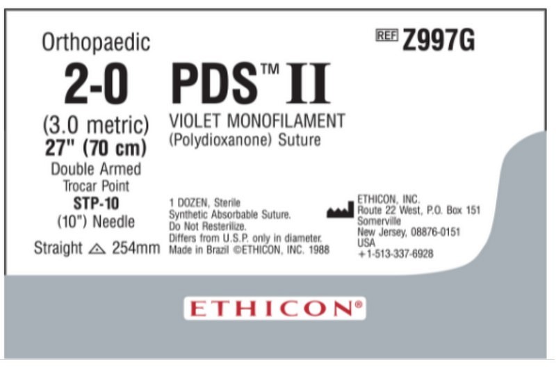 Ethicon PDS II, Sutur, violet, 70 cm, UR-6 nål, 26 mm,steril, 2-0