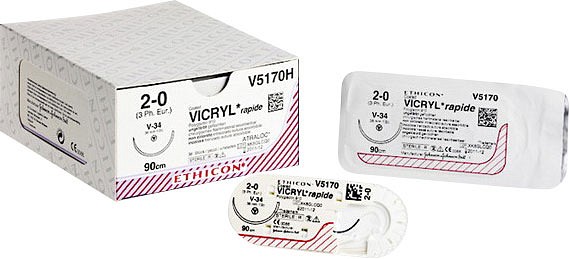 Ethicon Vicryl Rapid, sutur, violet, 30 cm med GS-9 nål, steril, 7-0