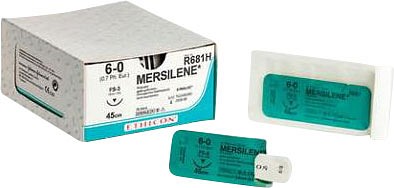 Ethicon Mersilene, sutur, ufarvet, 45 cm, s-22, s-22 nå, 8 mm, steril, 5-0