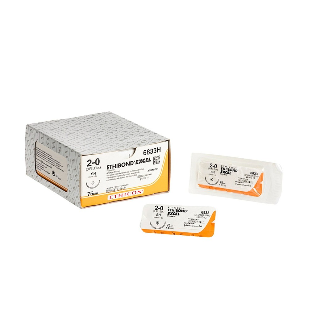 Ethicon Ethibond Excel, sutur, grøn, 75 cm med V-37 nål, steril, 2