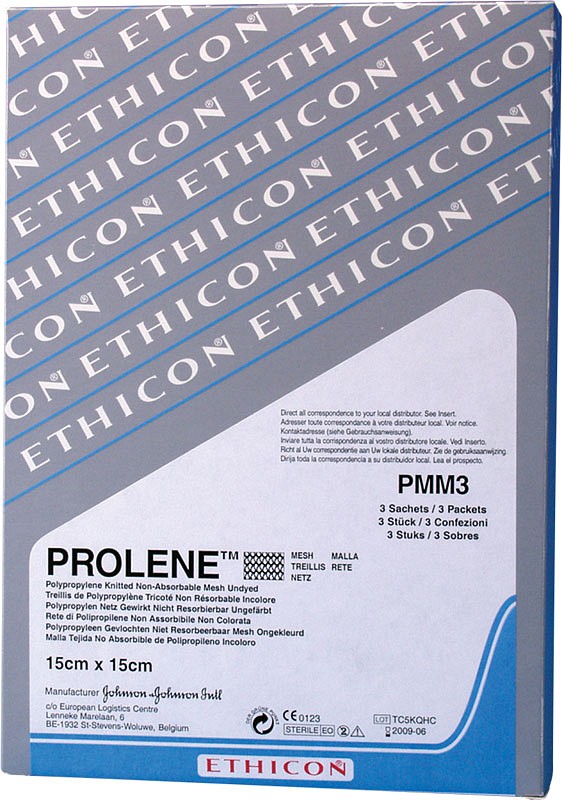 Ethicon Prolene Net, mesh, ufarvet, steril, 15 cm x 15 cm